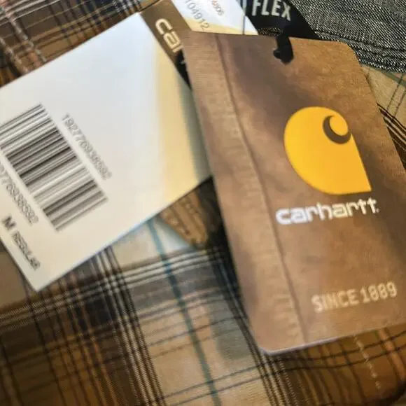 Carhartt Men's Rugged Flex Relaxed Lightweight Long-Sleeve Snap Plaid Shirt M - Picture 3 of 7